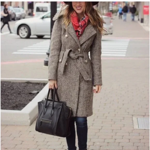 Calvin Klein Brown Tweed Trench Coat